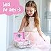 The Memory Building Co Ballerina Musical Jewelry Box Plays Classic Melody, Storage Organizer Music Box for Kids Ages 6-12, MDF Wood w/ 2 Fabric Lined Ring Bracelet Necklace Treasure Compartments
