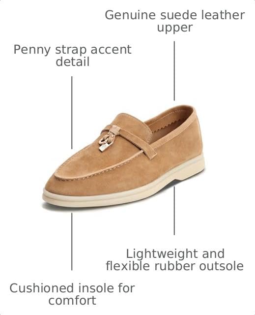 Image of Women's Summer Charms Suede Loafers - Premium Sheepskin Unlined Upper,Classic or Styles with Metal Detail for Casual, Office, Travel & All Day Wear