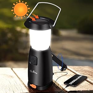 Verbesserte 3500mAh Wiederaufladbare Batteriebetriebene Camping Laterne Hand Kurbel Solar LED Taschenlampe, Tragbare…