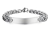 VNOX Free Engraving Stainless Steel ID Identification Link Bracelet Bangle for Women,Width 8mm,8.4