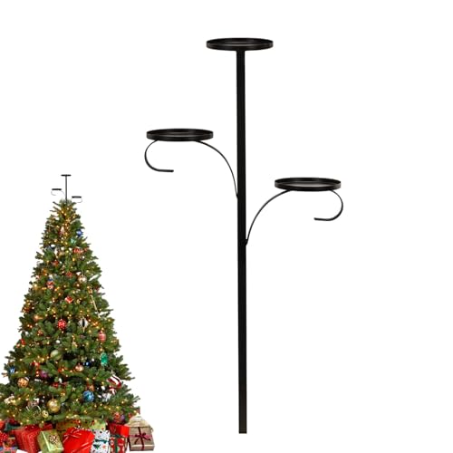 Triple Tree Topper Portacandele Decorativo in Metallo | Punta Albero di Candela in Ferro Nero con Cristalli, Portacandela di Natale per Decorazione Tavola, Soggiorno e Schlafzi