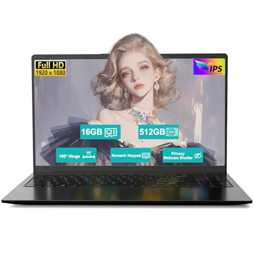 Image of 15.6 inch FHD Student-Laptop AMD Ryzen 5(Beat i5-1135G7, Up to 3.7GHz) 16GB RAM 512GB SSD, Radeon Vega 8 GPU Gaming-Laptop with 65W Fast Charging BT5.0 Webcam Privacy Shutter Numpad for Office Home Study