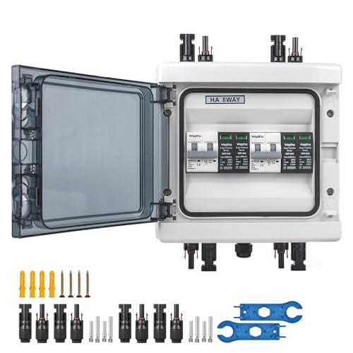 WSPIHO 40A 1000V DC Trennschalter PV Anlage und überspannungsschutz PV für Blitzschutz,Photovoltaik Leitungsschutzschalter Einspeisesteckdose Balkonkraftwerk (2 String)