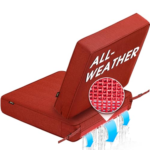 SUNROX All-Weather DryFast Foam Outdoor Patio Furniture Cushions, FadeShield Water Resistant Deep Seat Cushion with DryMesh Drainage, Durable Low Maintenance Couch Cushion, 24"x24"x4" Burgundy - image 1