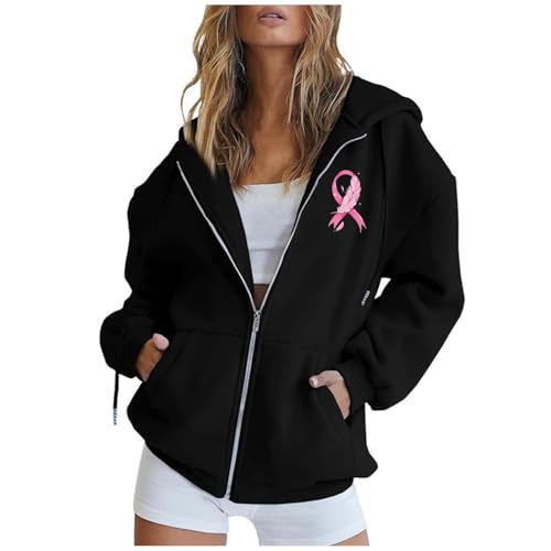 Sweat à capuche femme Octobre Rose veste zippée automne