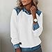 Juebong Trendy Long Sleeve Shirts for Women Denim Collar Patchwork Stitching Sweatshirt Casual Christmas Pullover Womens Tops Dressy Fashion 2025 Clothing with Jean Accents Sweatshirts Solid Color
