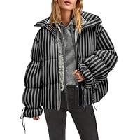 Panadila Womens Oversized Puffer Jacket Warm Winter Cozy Coats Casual Baggy Full Zip Up Puffer Coat with Pockets, Black Grey Combo, M