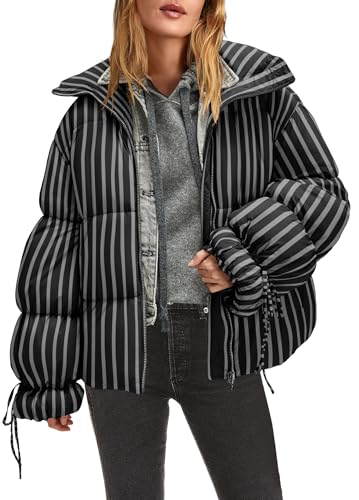 Panadila Womens Oversized Puffer Jacket Warm Winter Cozy Coats Casual Baggy Full Zip Up Puffer Coat with Pockets