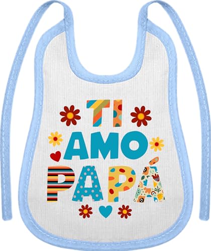 Corredino Neonato Homme et femme idée cadeau premier anniversaire papa et maman - Body bébé coton manches courtes, bavette et chapeau avec phrase dédicace en bleu et rose, Anniversaire papa - Garçon – vue 4