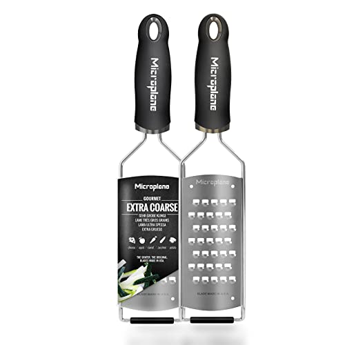 Microplane Gourmet Series Cheese Grater with Soft Touch Handle (Extra Coarse, Black)