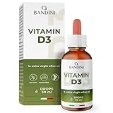 Bandini® Vitamin D3 Drops - 2000 IU per Drop | Liquid Vitamin D Supplement in Extra Virgin Olive Oil | Supports Normal Bones, Teeth and Immune System | High Bioavailability | 30ml - 840 Drops