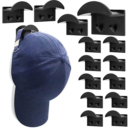 [Upgraded 2 Hooks] Adhesive Hat Hooks For Wall 14 Pack, No Drilling Wall Display Hat Rack Hangers For Baseball Cap Cowboy Hat Hanger Cap Holder Organizer For Disney Ears Storage Organizer Room Closet #TOP7