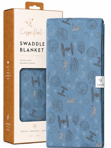 Image of Copper Pearl Swaddle Blankets for Newborns | Soft Stretchy Receiving Blankets for Boys and Girls | Large 46 x 46 Inch Baby Blankets | Lightweight and Breathable Swaddles | Starships
