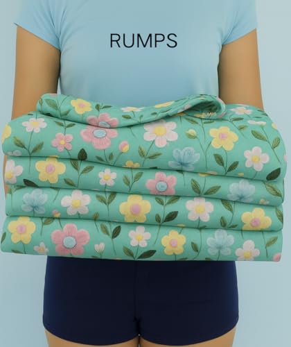 Image of RUMPS 380 TC Premium Heavy Cotton 7D Print Fast Colour Feel Elastic Fitted Floral Bedsheet King Size with 2 Pillow Covers || (Light Green, Fitted - 72 inchx78 inch King)