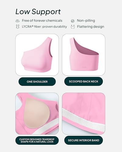 Image of PAVOI ACTIVE Asymmetrical Sports One Shoulder Bra for Women - Low Support One Strap Bra Workout Top Removable Pads - FlexFlow