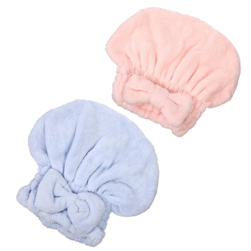 Uonlytech Toalla Cabello de Coral Fleece, 2 Piezas de Gorro Absorbente Lazo, Secado Rápido y Engrosado para Baño y Hogar
