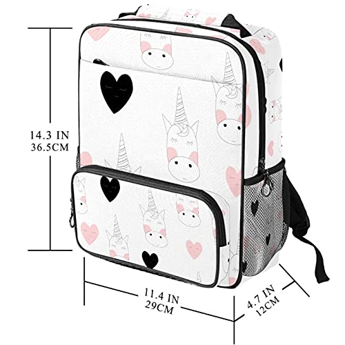 Sac à dos décontracté licorne blanche pour ordinateur portable et travail