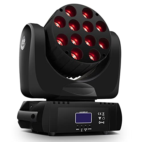 Shehds Moving Head Light Beam Wash Led 12X12W Rgbw 4In1 Dj Lights Lighting Professional 9/16 Channels Dmx512 Uplighting Strobe Effect Stage Lights For Christmas Events Night Clubs Disco Ktv Bar Show #TOP13