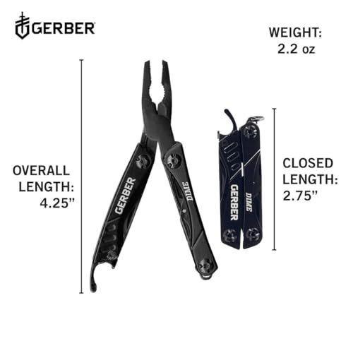Gerber Gear Dime 12-in-1 Mini EDC Multitool - Needle Nose Pliers, Pocket Knife, Keychain, Bottle Opener - Gifts for Men, EDC Gear and Equipment - Black by Gerber - Image 2