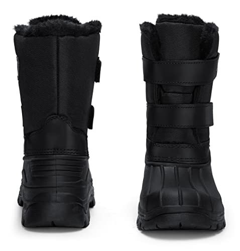 Vepose Boy's Girl's Snow Boots Black Insulated Waterproof Boots Outdoor Mid Calf Walking Booties Toddler Size 9(Ctx822 Black 09) #TOP4
