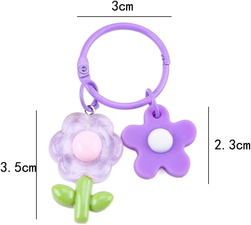 Leadigol 5pcs Cute Flower Keychain Acrylic Flower Key Chain Colorful Flowers Bag Pendant Accessories for Women - Image 2