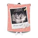 Manta Personalizada con ecografía de bebé. Manta 70x120 cm. | E&B PORRAS (Rosa)