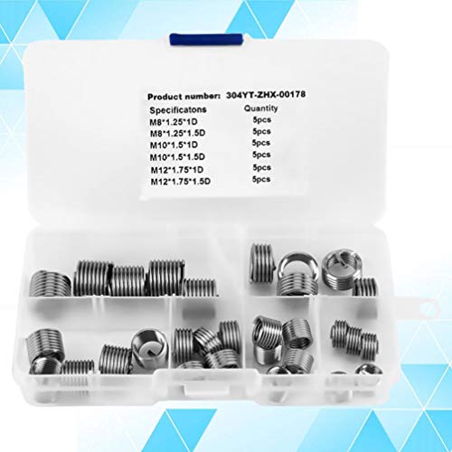 VILLCASE 30 Pcs Rosca FÃªmea Em AÃ§o InoxidÃ¡vel Serrilhado Inserir Kit de Sortimento de Porcas de E