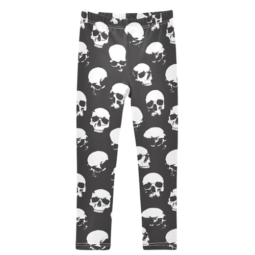 Girls' Leggings Sinister Smile Skull Ankle Length Printed Leggings Comfort Pants for Kids 4-10 Years