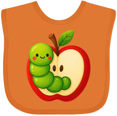 inktastic Red Apple with Green Worm Baby Bib