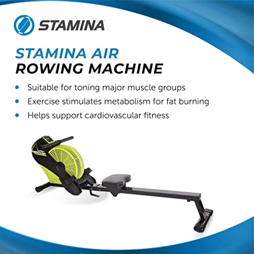Stamina Ats Air Rower Machine With Smart Workout App - Foldable Rowing Machine With Dynamic Air Resistance For Home Gym Fitness - Up To 250 Lbs Weight Capacity - Crypto Green/Black #TOP1