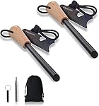 Flintronic 2PCS Pedernal para Fuego,Kits Encendedo...: 🔥 【Resistente y duradero】 El mango de madera proporciona un excelente agarre, el encendedor hecho de pedernal tiene una dureza única y el raspador es fuerte y afilado. Es resistente al agua y al viento, y es la herramienta más conveniente, segura y c...