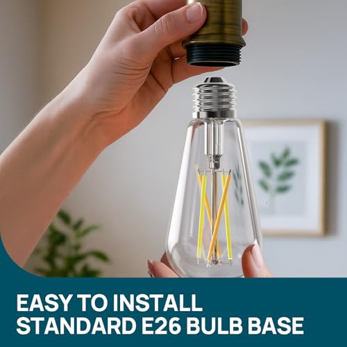 Image of Linkind Smart Edison Light Bulb, ST19 (58) Vintage Bulb, 4 Pack with Remote | Work with Alexa /Google Home, 2700K-6500K Warm White to Daylight LED Filament Bulb, Smart Dimming, WiFi E26 Bulb 8W 60W 800LM