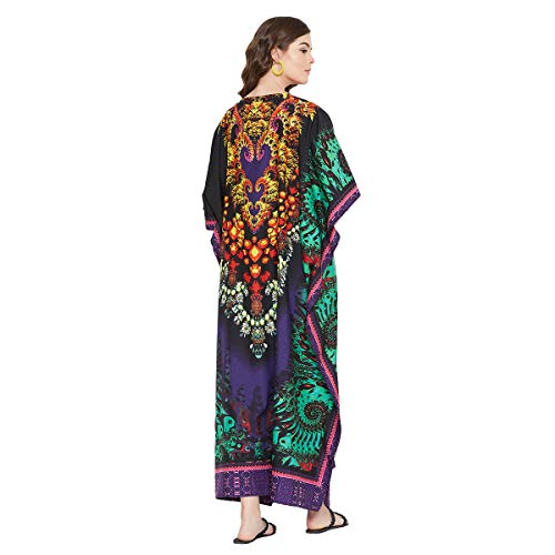 Image of Oussum Women Polyester Casual Long Plus Size Beach Caftan Cover Up Maxi Dress 1X-3X Summer Kaftan Dresses for Women