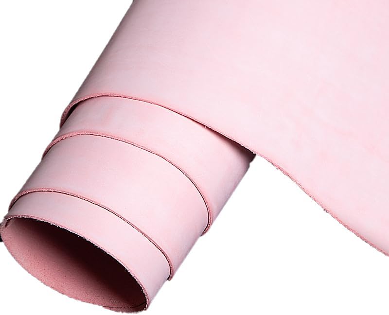 Waxy Pull-up Leather：Natural Vegetable Tanned Cow Genuine Skin Sheets for Leathercraft (Sakura Pink;30x60cm)