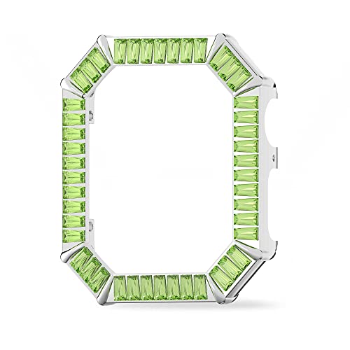 Swarovski Millenia Gehäuserahmen für Die Apple Watch Series 4 und 5, Rhodinierter Rahmen mit Grünen Swarovski Kristallen