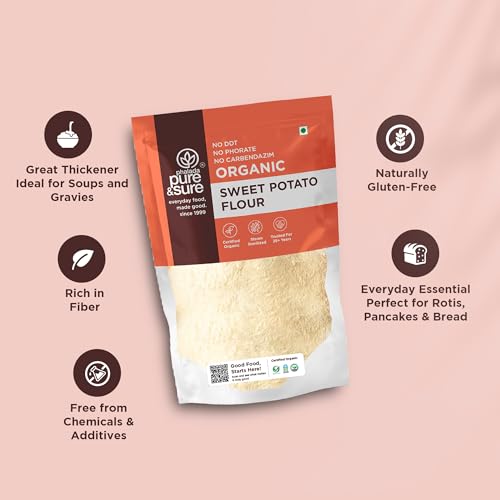 Image of Pure & Sure Organic Sweet Potato Flour 500G | 100% Naturally Processed Shakarkandi Atta | Gluten Free | No Preservatives & No Trans Fats | High Fiber Food