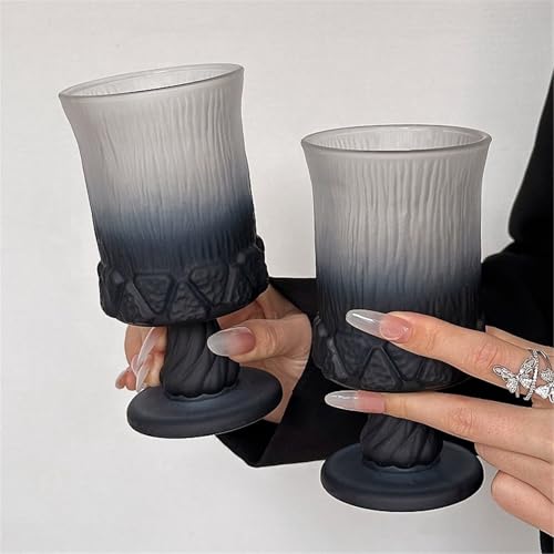 Vasos de agua de cristal esmerilado negro para vino, cócteles y zumos en casa 8