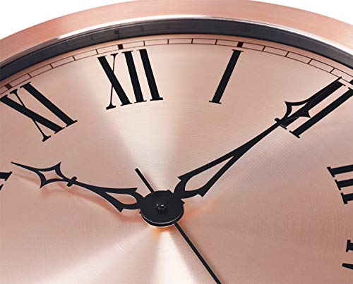Bernhard Products Copper Wall Clock Large 14 Inch Metal Silent Non Ticking Quartz Battery Operated Clocks Decorative Roman Numerals For Home Living Room Bedroom Dining Room Office Decor #TOP5