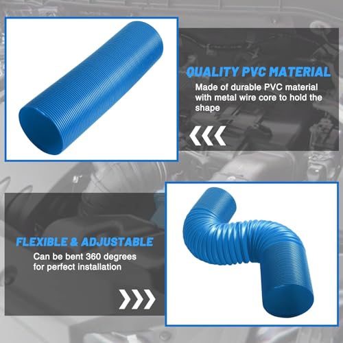 Image of 3 Inch Cold Air Intake Pipe: Universal Flexible Duct with Length from 10 inch to 40 inch for Customize Air Intake System Hose Tube (Blue)