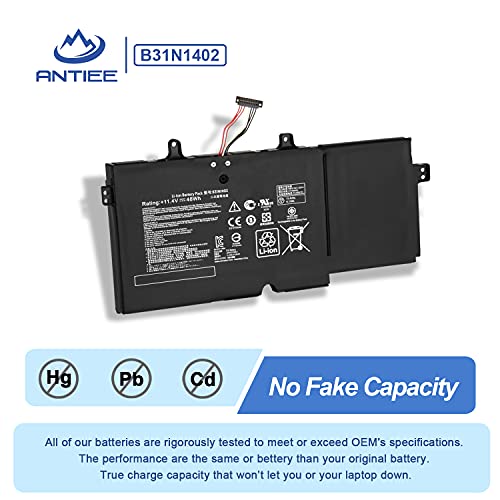 Antiee 48Wh B31N1402 Laptop Battery Replacement For Asus Q551L Q551 Q551Ln Q552Ub N592Ub N591Lb Q551Ln-Bsi708 Q551Ln-Bbi706 Q552Ub-Bhi7T12 Series B31Bn9H 0B200-01050000 0B200-01050000M 11.4V 4110Mah #TOP2