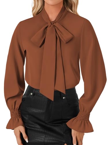 Image of LYANER Women's Bow Tie Neck Business Work Blouse