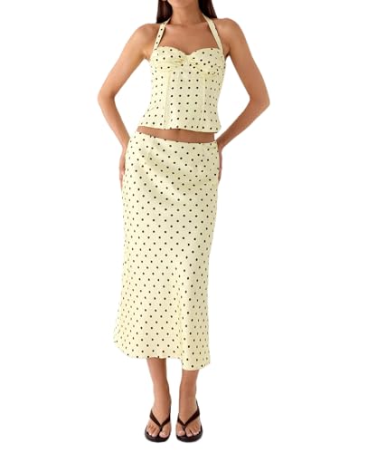 Franhais Two Piece Dress Sets for Women Y2k Polka Dot