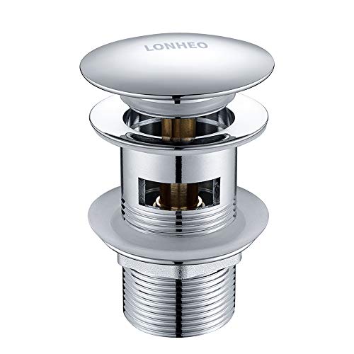 Preisvergleich Produktbild Lonheo Universal Ablaufgarnitur POP UP Ventil für Waschtisch / Waschbecken Messing Chrom Ablaufventil mit Überlauf