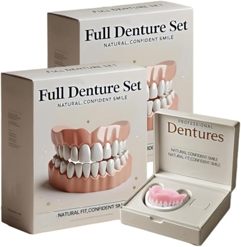 Advanced Customized Full Denture Set, Silicone Reline Denture Set,Silicone Dentures Set,Silicone Reline Kit for Dentures,Soft and Comfortable (2Pcs)
