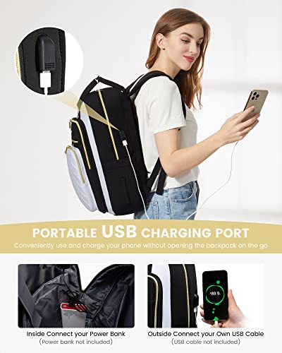 Image of LOVEVOOK Laptop Backpack for Women, Fashion Backpack Purse for Travel with USB Port, Lightweight Casual Daypacks Nurse Teacher Computer Bag for College Work Business, Fit 17 inch Laptop