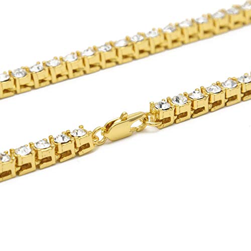 Lardrok Hip Hop Bling Arrow Cubic Zirconia Bling Sparking Wedding Gift Boy Men Cool Tennis Long Chain Tennis Cz Necklace (Gold, 18) #TOP3