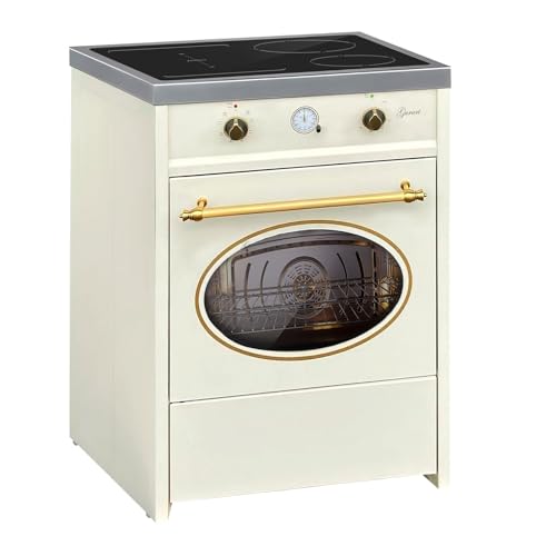 GURARI Cuisinière à Induction 60 cm GCH E 612 Cr r Avec Four et Plaque de Cuisson en Fonte | Retro Range Coocker 4 Zones | Air Chaud | Grill