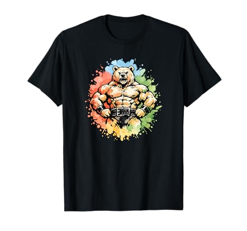 Camiseta Powerlifting Bear Strong Gym Beast en Acuarela Camiseta