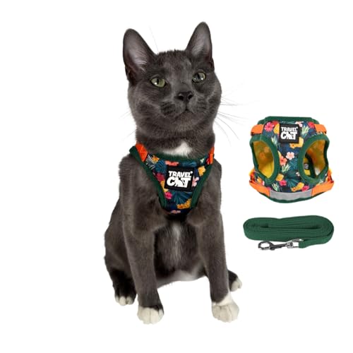 Travel Cat Harness and Leash Set - Adjustable Fit Mesh