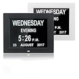 LBNVBC 8 Idiomas Digital Day Clock DIRIGIÓ Calendario día/Semana/Mes/año Reloj Despertador for Ancianos Dementia Vision Discapacidad for el hogar Decoración